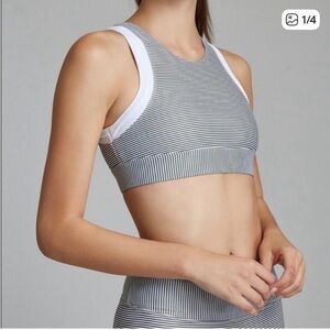 Anthropologie Allfenix Striped Activewear Workout Set - Top and Leggings